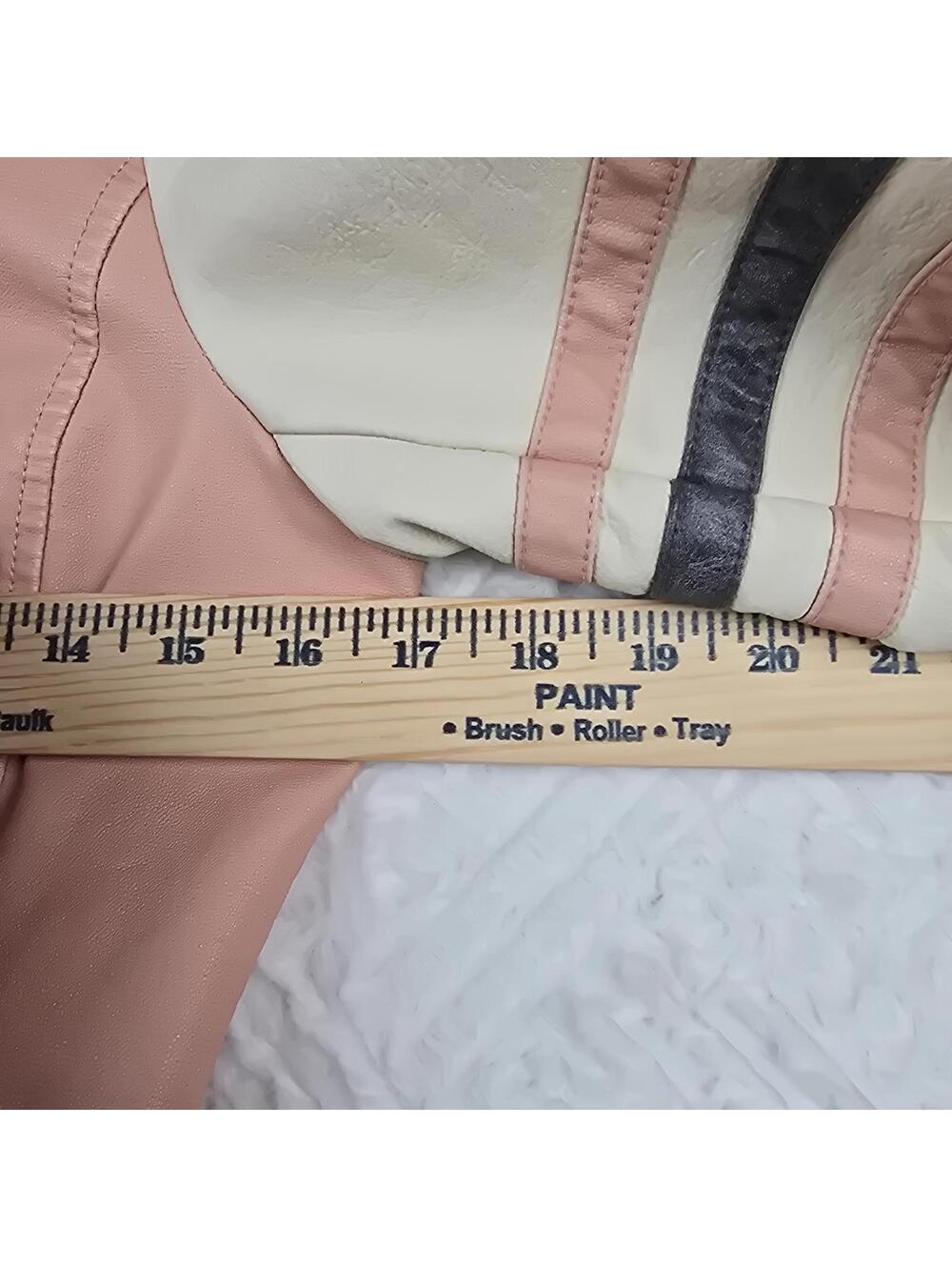 Urban Outfitters Pink Cream Studded Cropped Moto Jacket Women's XS - Picture 7 of 9